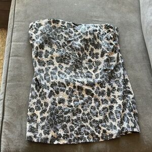 Charlotte Russe Gray Black Strapless Bodycon top